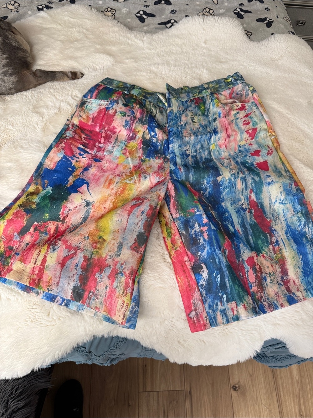 Paint-Effect Multicolor Bermuda Shorts for Women